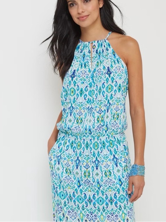 Tommy Bahama Dresses & Skirts - Tommy Bahama Summer Dress Beach Cover up Ikat Print Cover Up Blue Green Small